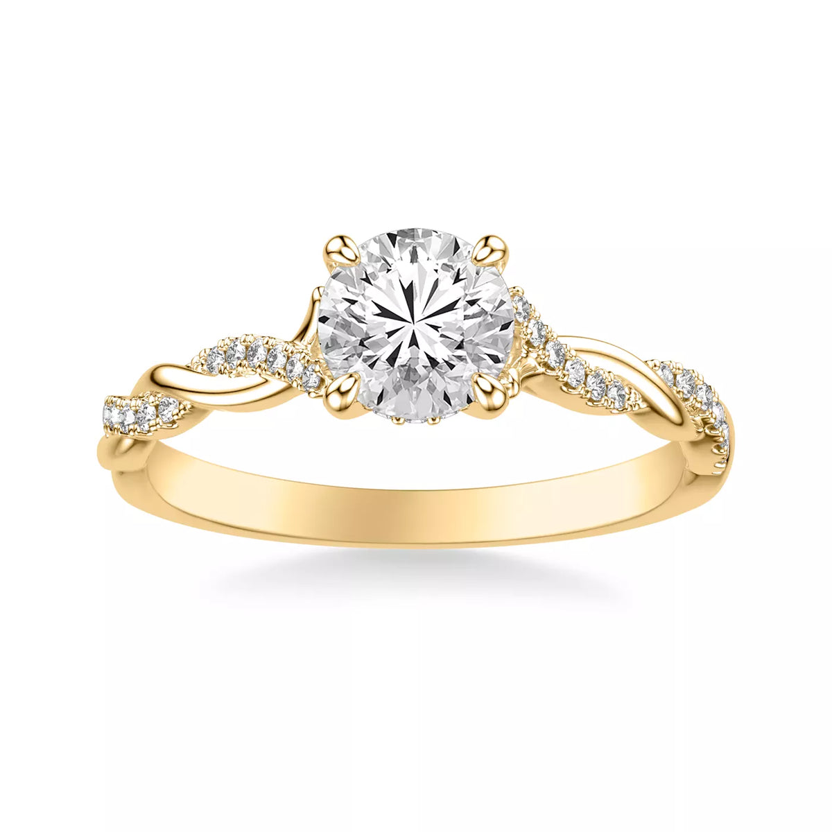 Round Cut Hidden Halo Engagement Ring Lab Grown Diamond & Moissanite Round Brilliant Cut Ring