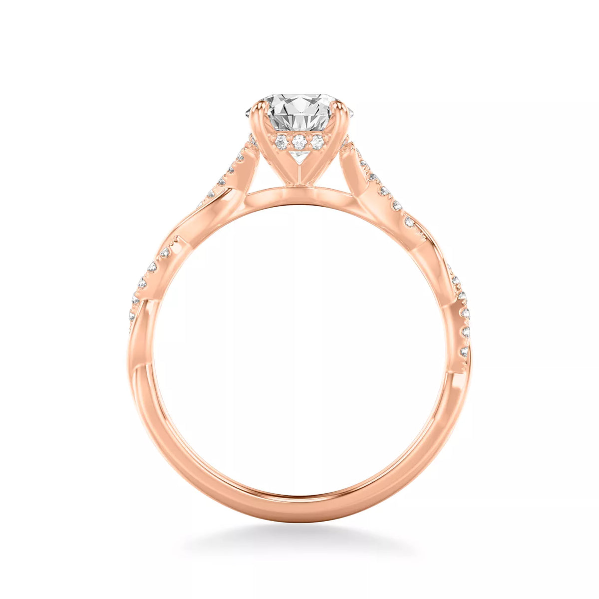 Round Cut Hidden Halo Engagement Ring Lab Grown Diamond & Moissanite Round Brilliant Cut Ring
