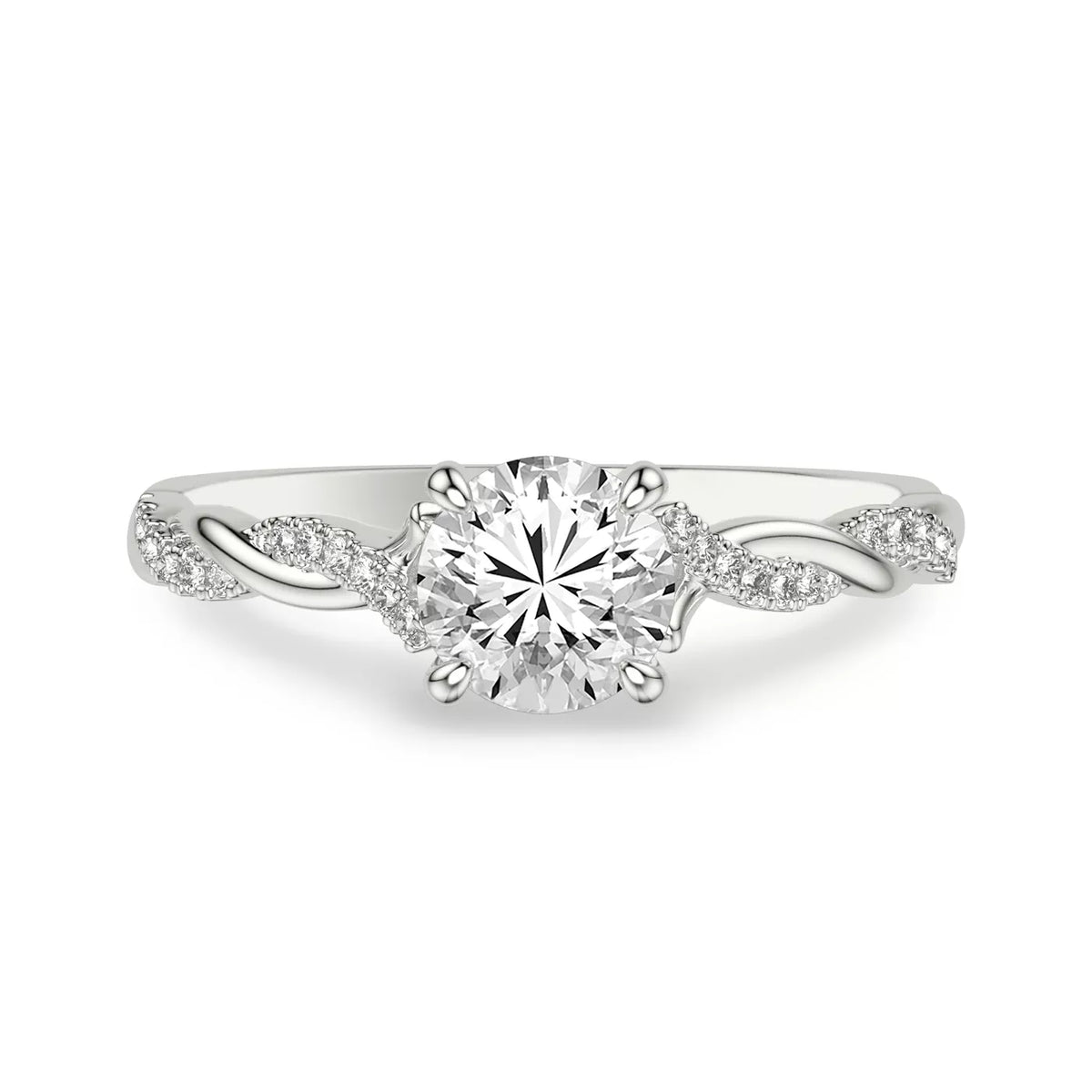 Round Cut Hidden Halo Engagement Ring Lab Grown Diamond & Moissanite Round Brilliant Cut Ring