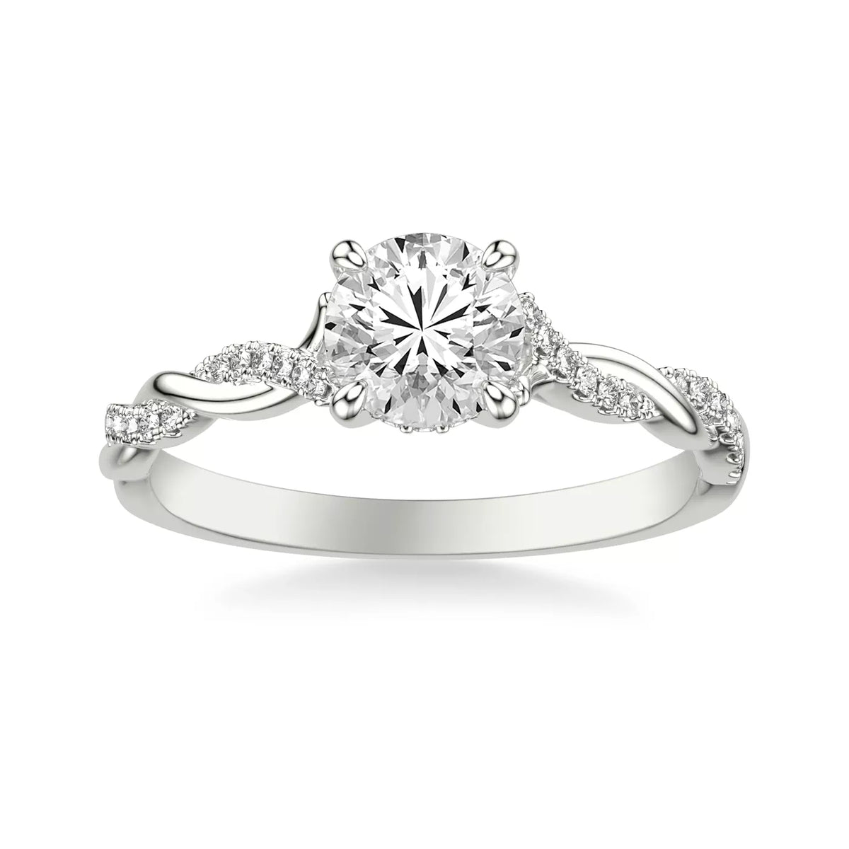 Round Cut Hidden Halo Engagement Ring Lab Grown Diamond & Moissanite Round Brilliant Cut Ring