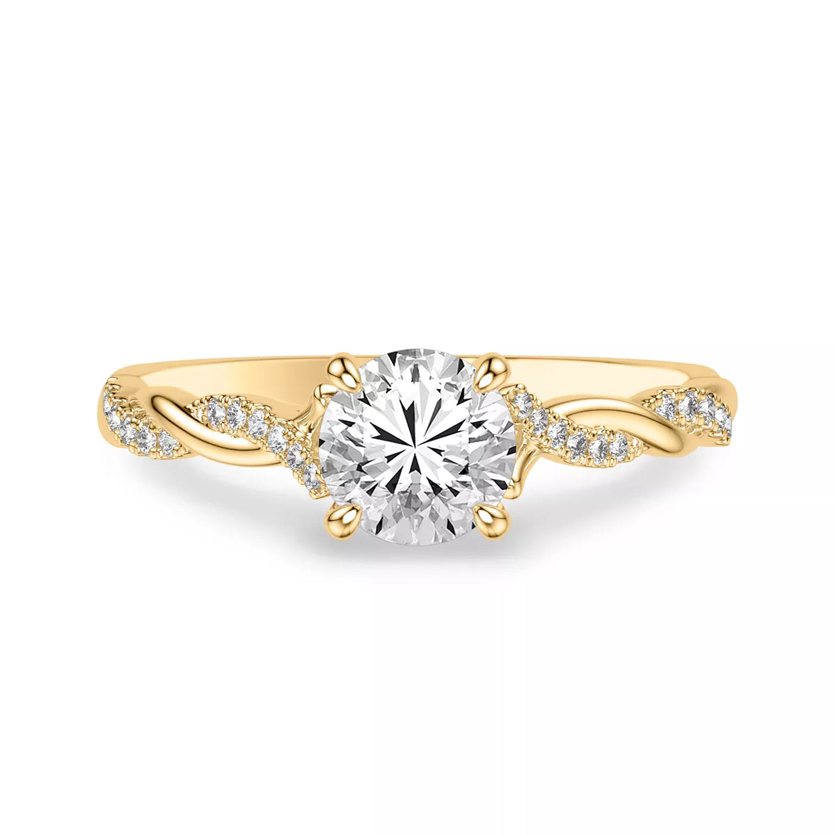 Round Cut Hidden Halo Engagement Ring Lab Grown Diamond & Moissanite Round Brilliant Cut Ring