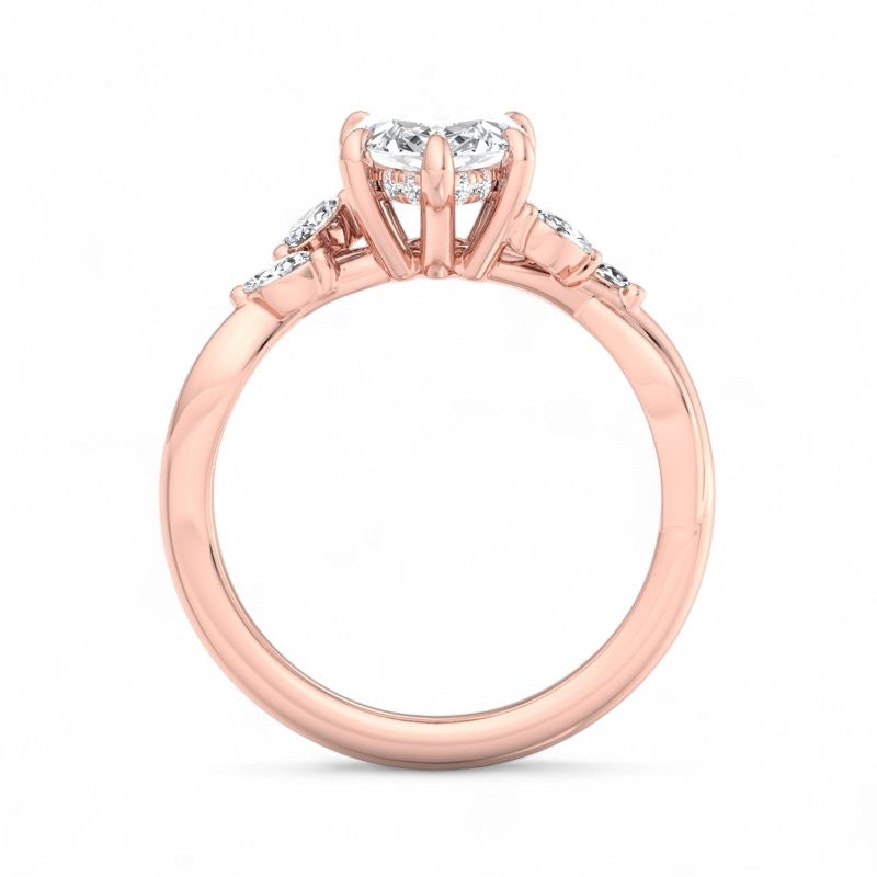 2.0 Carat Marquise Cut Lab Grown Diamond Nature Inspired Engagement Ring