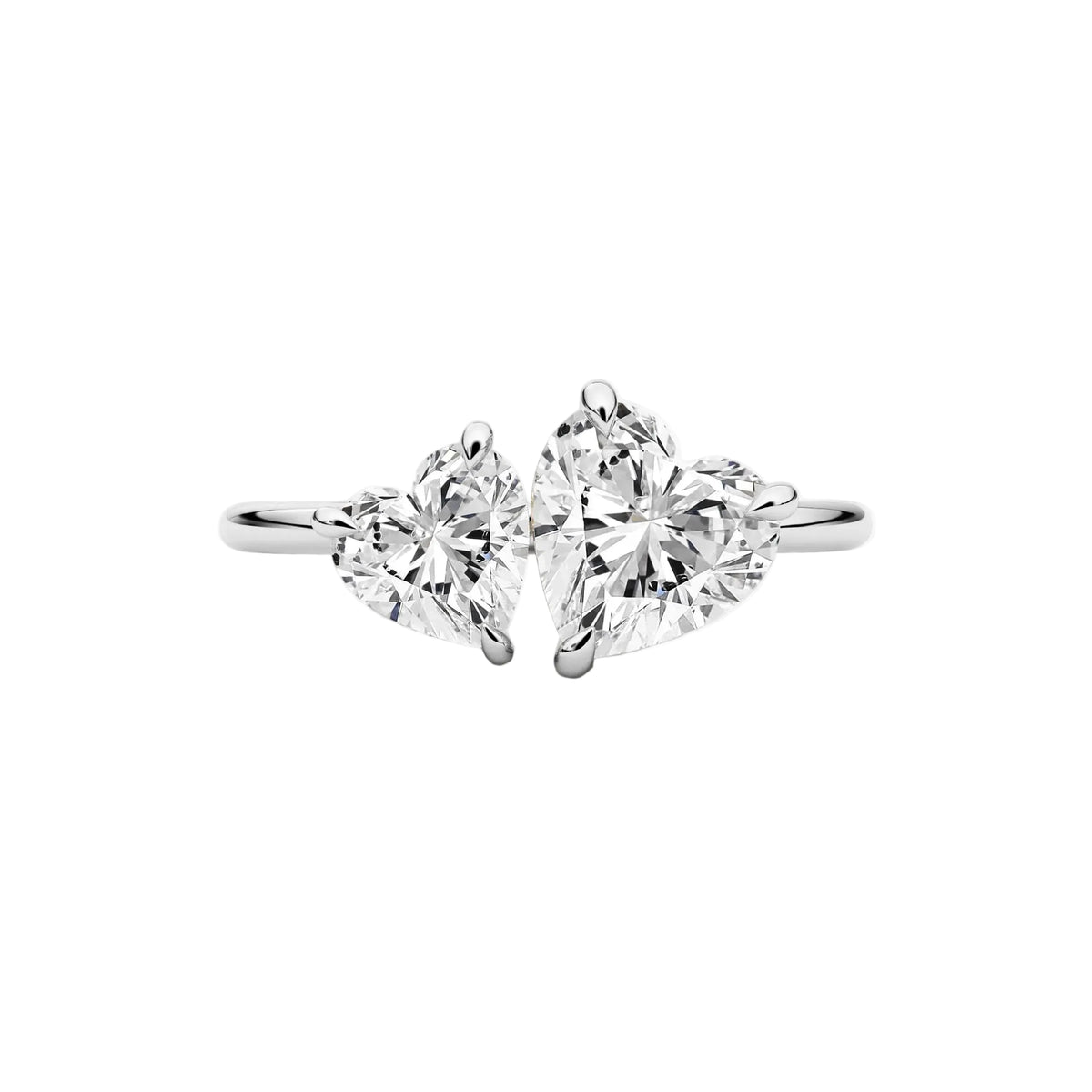 Dual Heart Cut Lab Diamond Toi-Et-Moi Engagement Ring