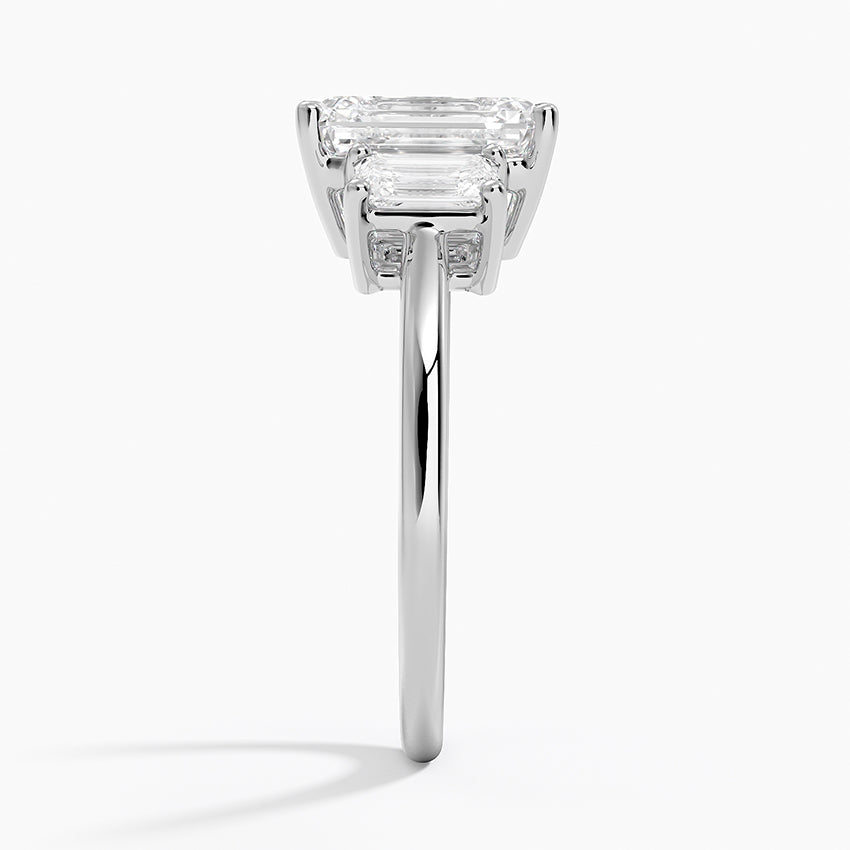 Luxe Rhiannon Emerald Cut Three Stone Diamond Ring