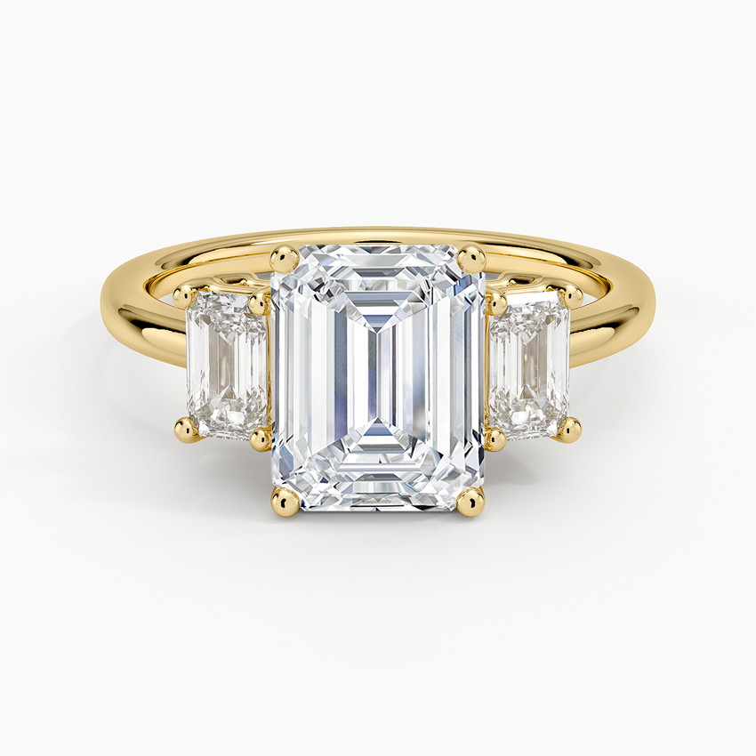 Luxe Rhiannon Emerald Cut Three Stone Diamond Ring