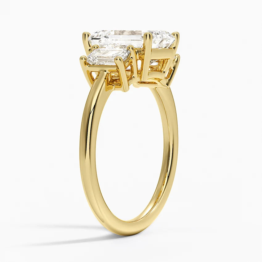 Luxe Rhiannon Emerald Cut Three Stone Diamond Ring