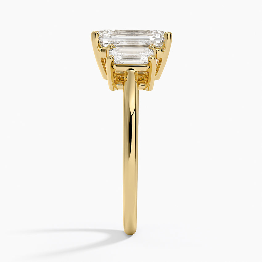 Luxe Rhiannon Emerald Cut Three Stone Diamond Ring