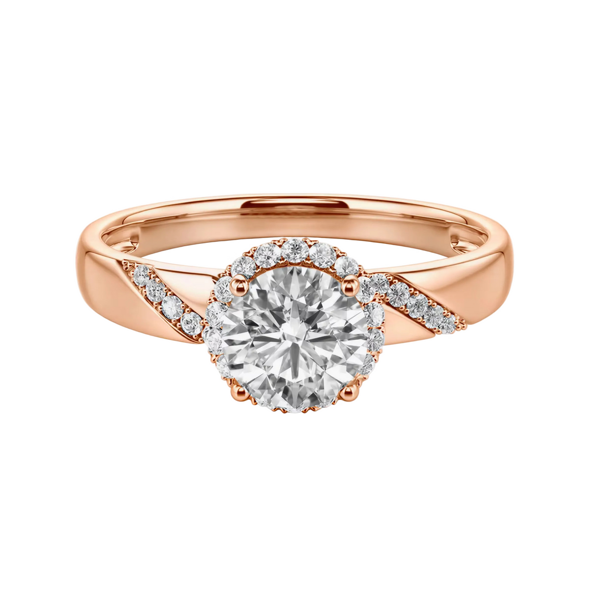 2ct Round Cut Lab-Grown Everlasting Halo Engagement Ring