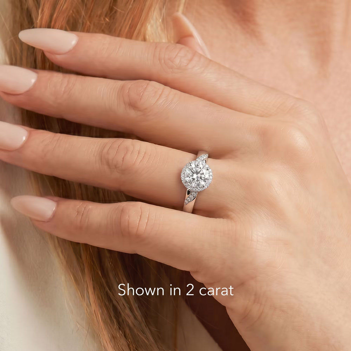 2ct Round Cut Lab-Grown Everlasting Halo Engagement Ring