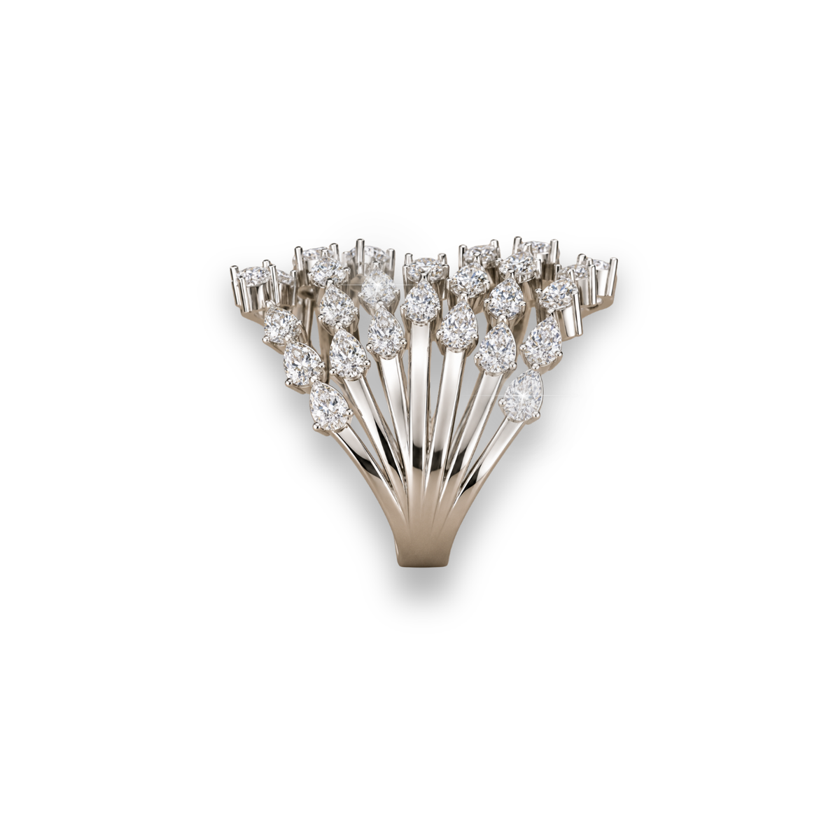 Pear Shape Moissanite & Lab Grown Diamond Vine Ring Nature Inspired Statement Ring