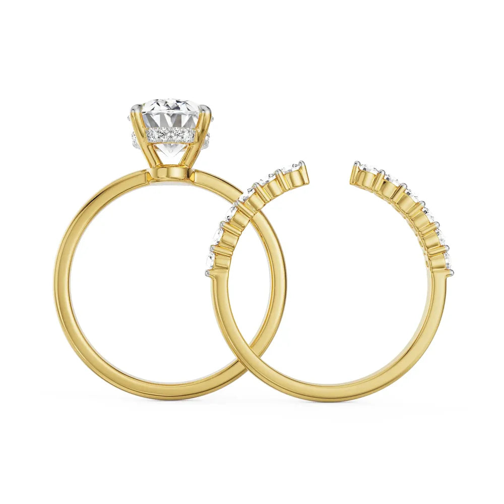 2ct Oval Bridal Lab Grown Diamond & Moissanite Bridal Ring Set