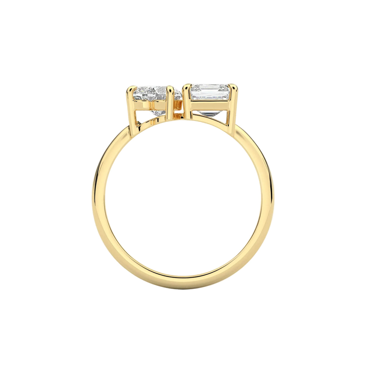 Asscher And Heart Cut Lab Diamond Toi-Et-Moi Engagement Ring