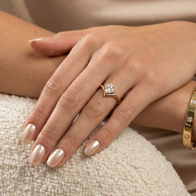 Asscher Cut Solitaire Engagement Ring – Lab Grown Diamond & Moissanite