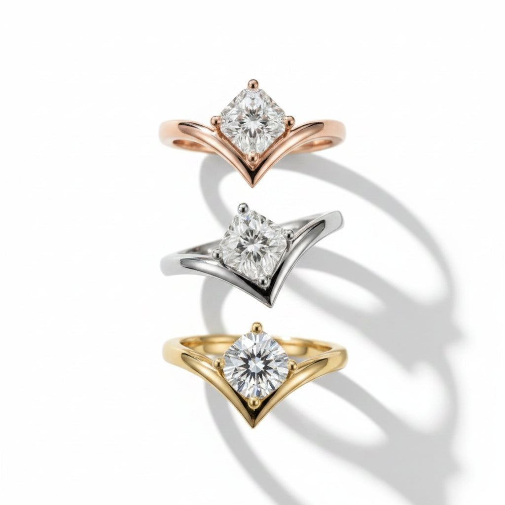 Asscher Cut Solitaire Engagement Ring – Lab Grown Diamond & Moissanite