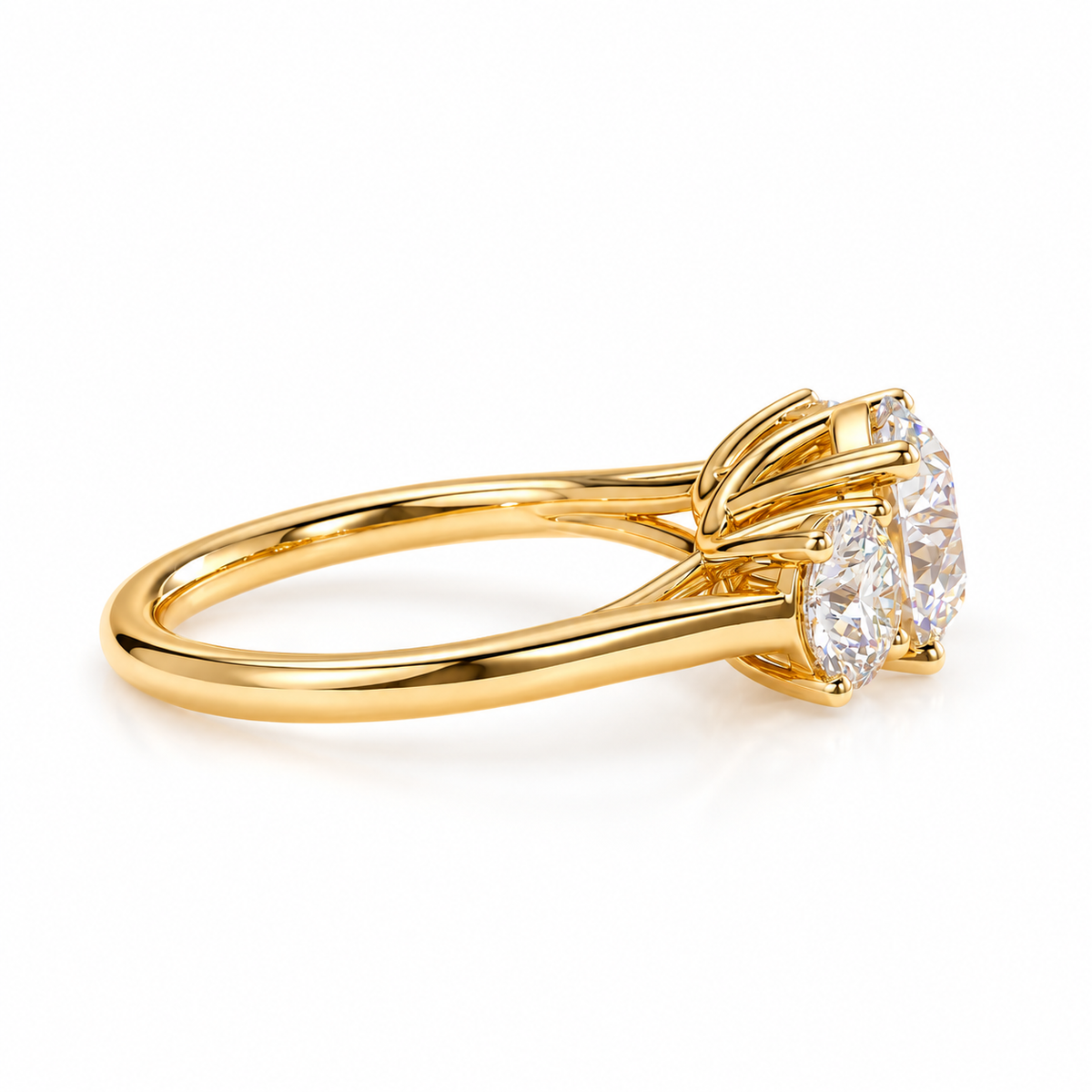 3 Stone Lab Diamond Engagement Ring – Round Brilliant Ring