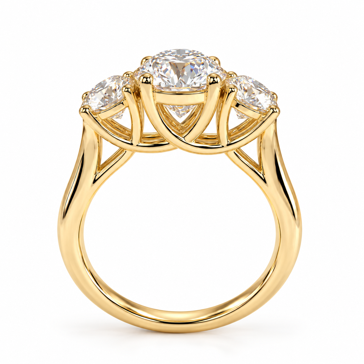 3 Stone Lab Diamond Engagement Ring – Round Brilliant Ring