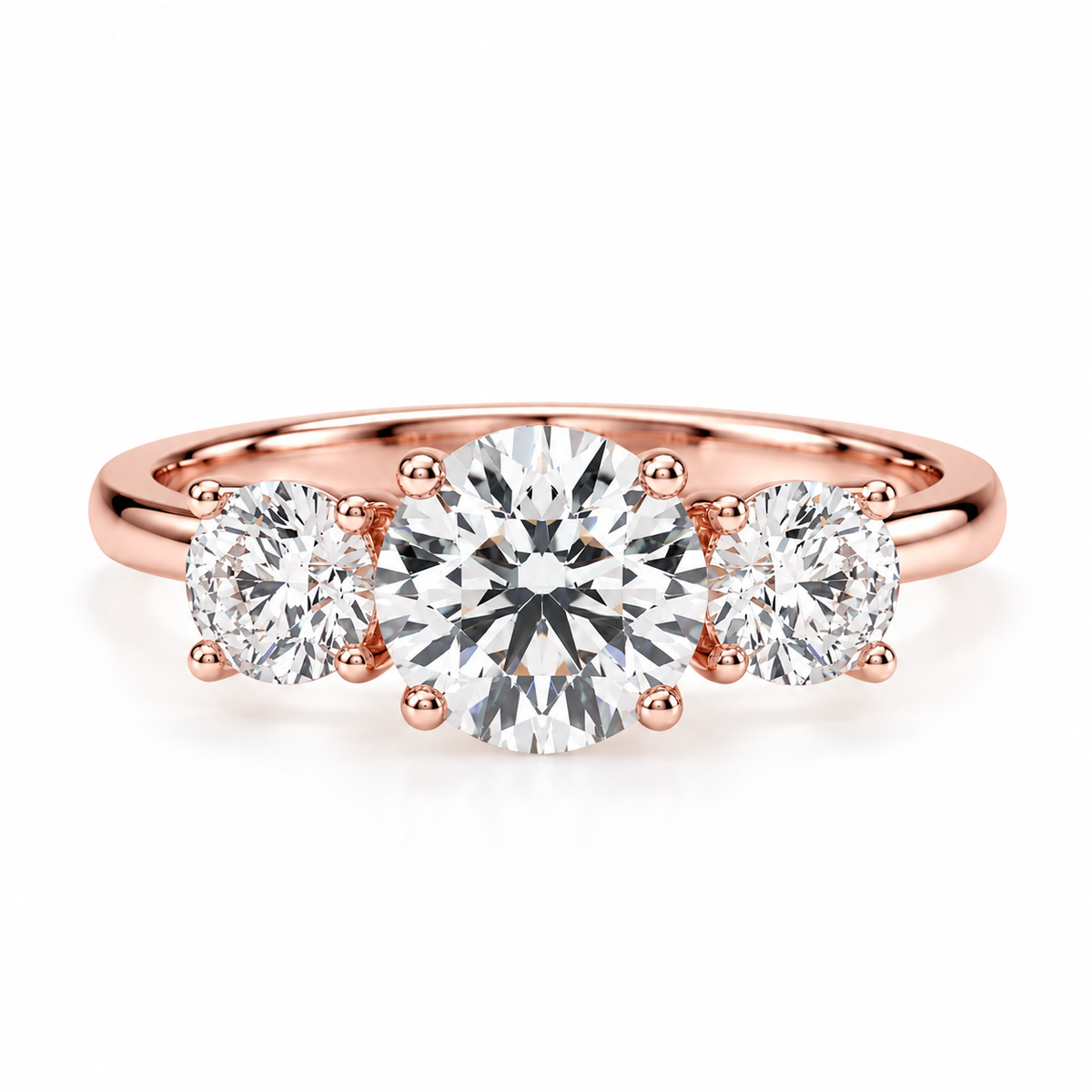 3 Stone Lab Diamond Engagement Ring – Round Brilliant Ring