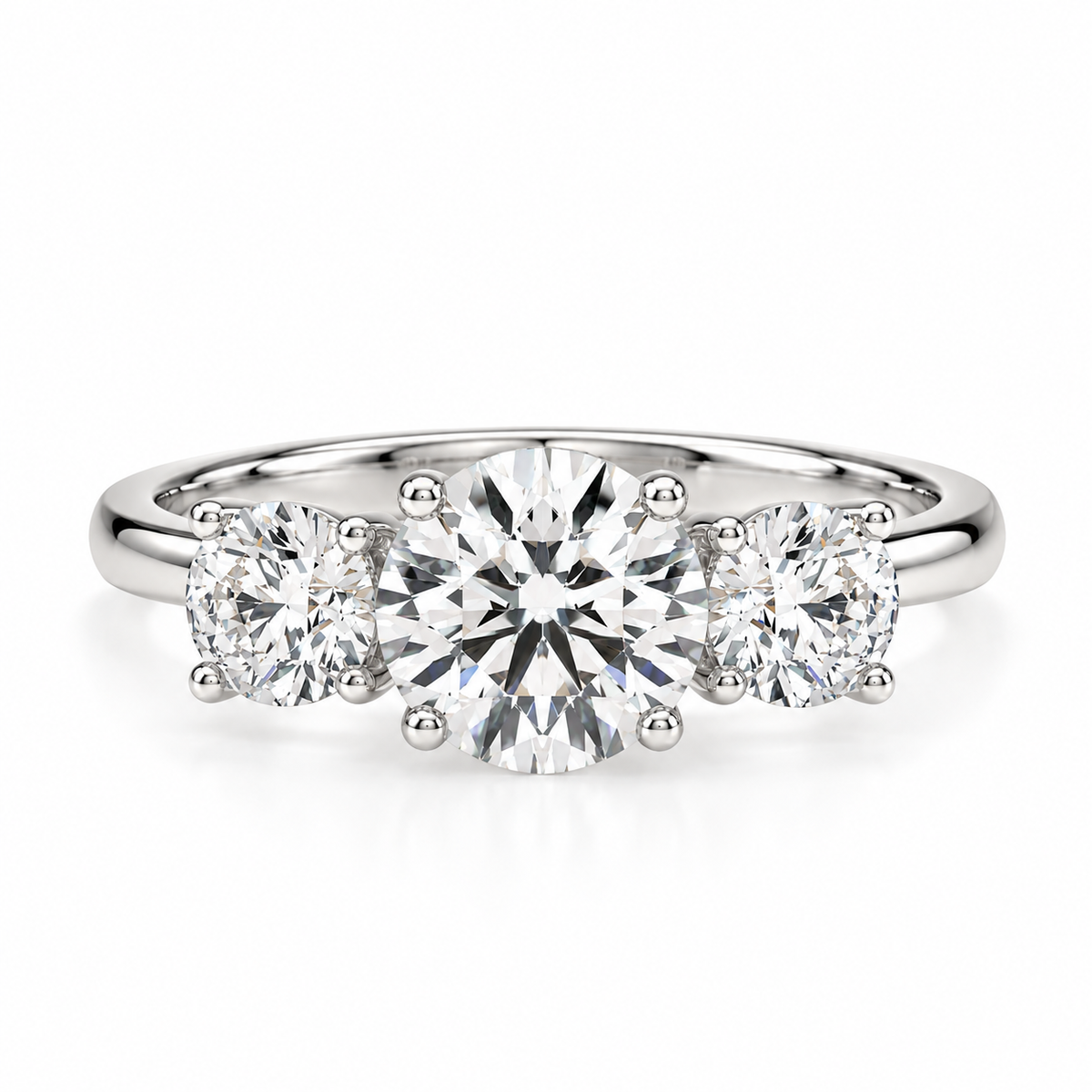 3 Stone Lab Diamond Engagement Ring – Round Brilliant Ring