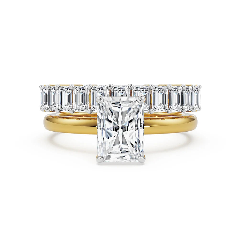 Emerald Radiance Lab Grown Diamond & Moissanite Bridal Ring Set