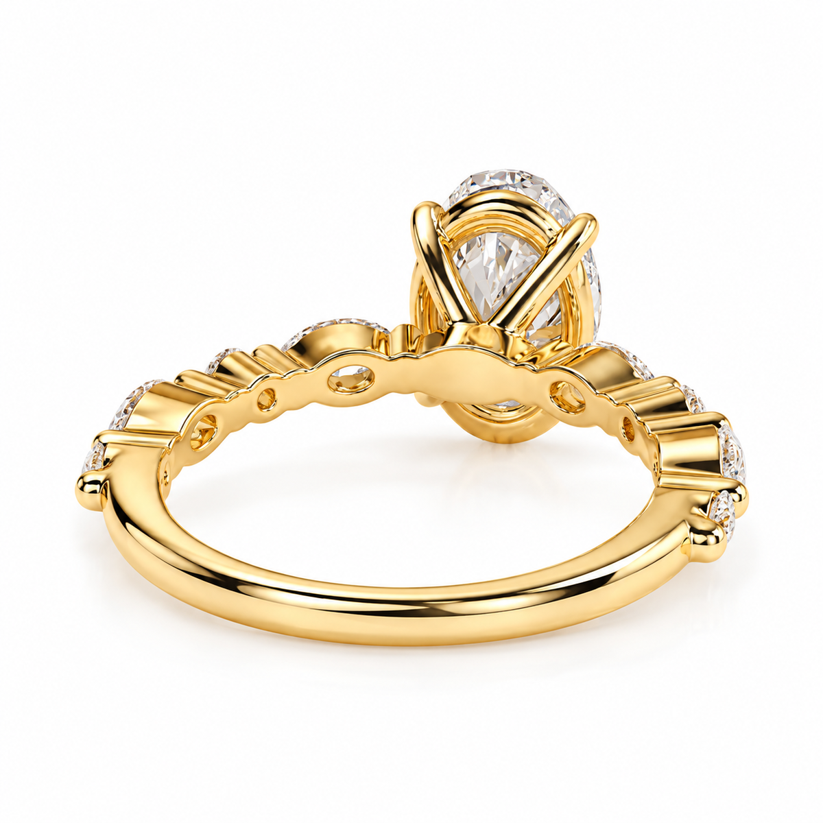 2ct Oval Lab Diamond Engagement Ring – Marquise & Round Diamond Accents