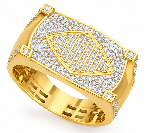 Men's Hip Hop Iced-Out Lab-Grown Diamond & Moissanite Eye-Shaped Signet Ring