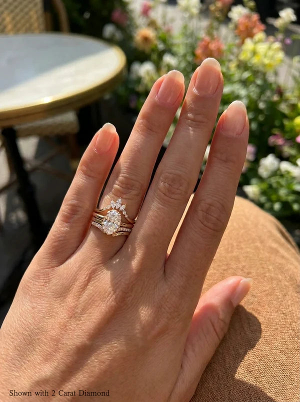 The Muse 2ct Oval Cut Hidden Halo 3 band Solitaire Ring Stack Suite