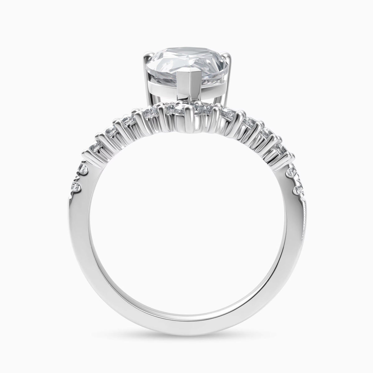 2ct Pear Cut Winged Crown Lab-Grown Diamond Engagement Ring