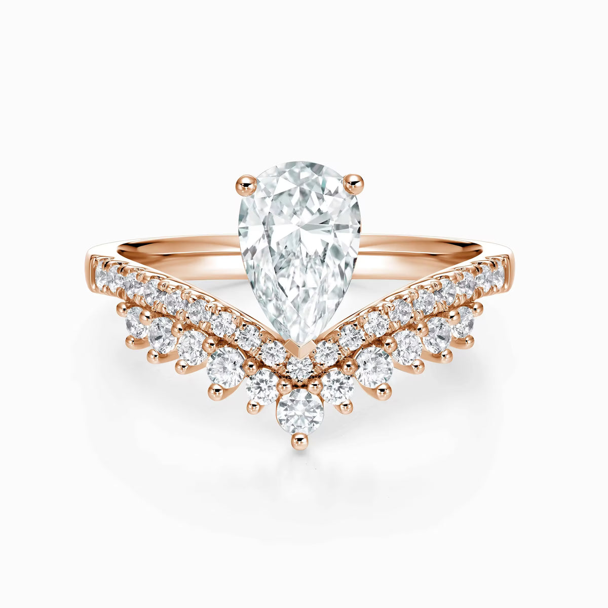 2ct Pear Cut Winged Crown Lab-Grown Diamond Engagement Ring
