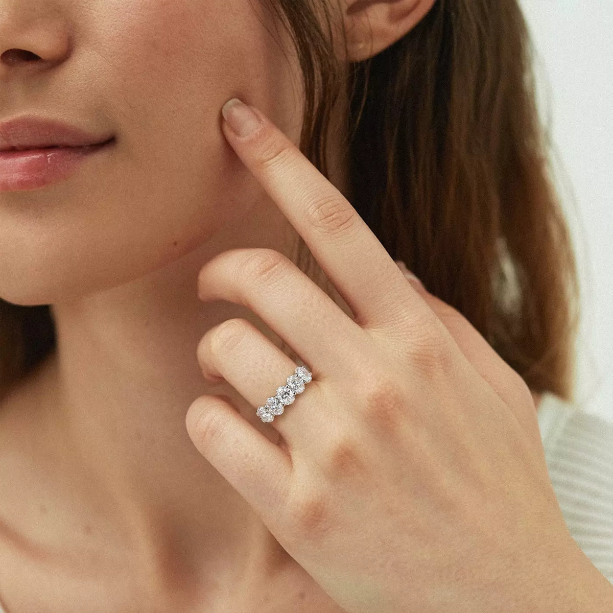 Oval Cut Lab Diamond 5 Stone Ring