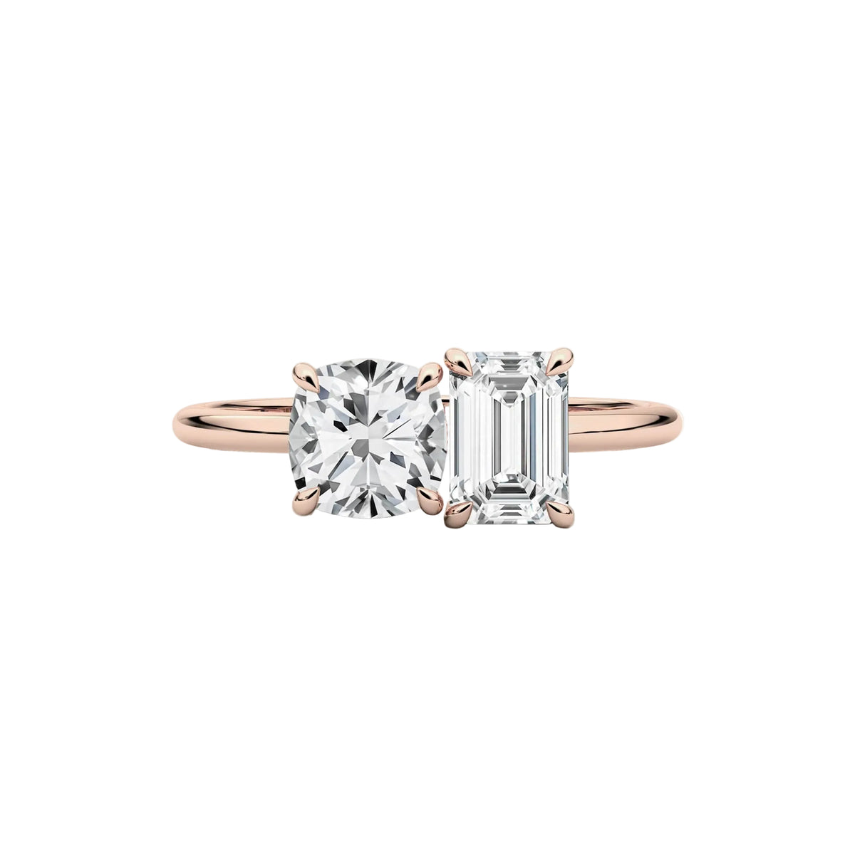 Toi-Et-Moi Cushion and Emerald Cut Engagement Ring