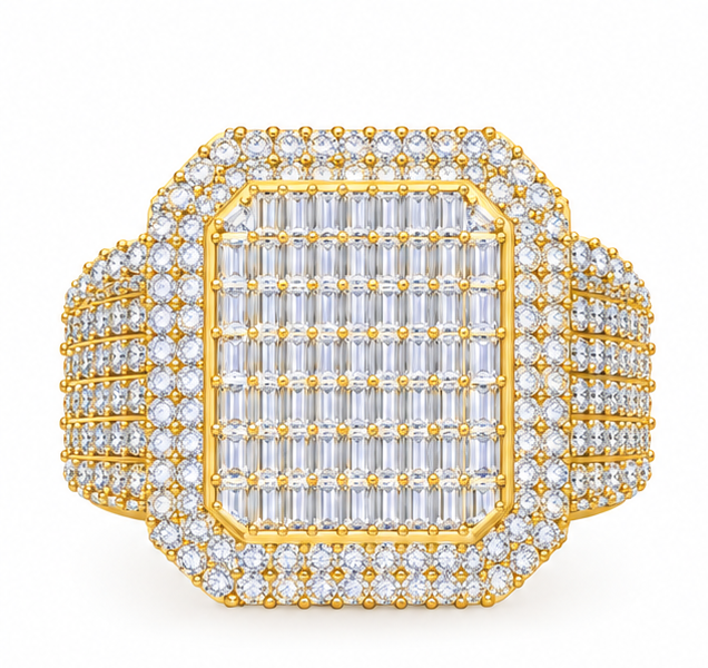 round lab grown diamond ring in silver, three-quarter view