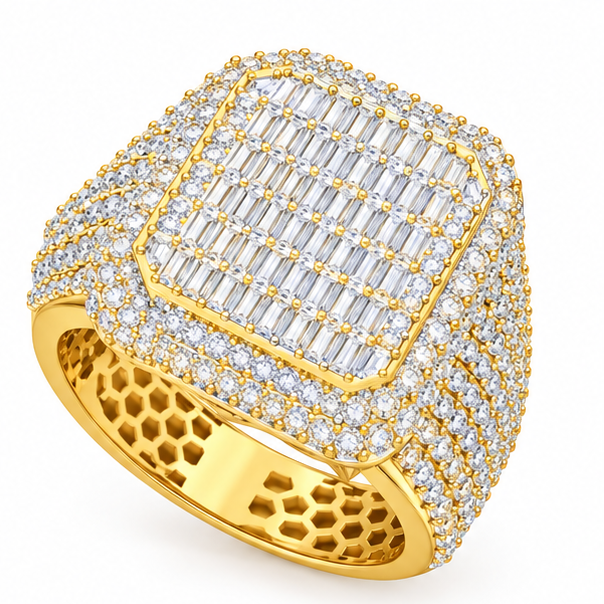 baguette lab grown diamond ring in 14k, side profile