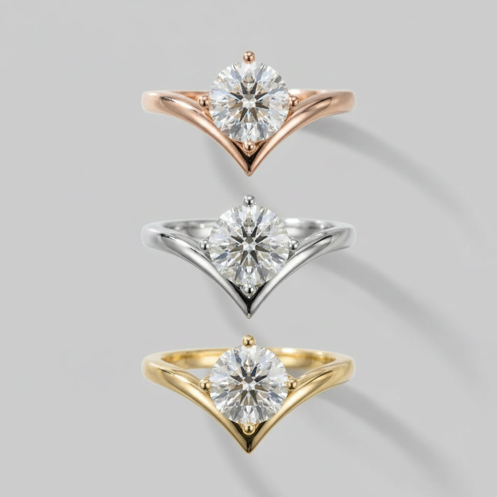 Round Cut Solitaire Engagement Ring – Lab Grown Diamond & Moissanite