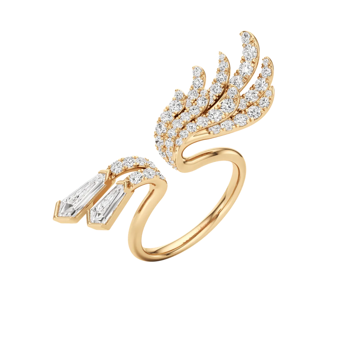 Tie Cut Lab-Grown Diamond & Moissanite Open Wrap Ring