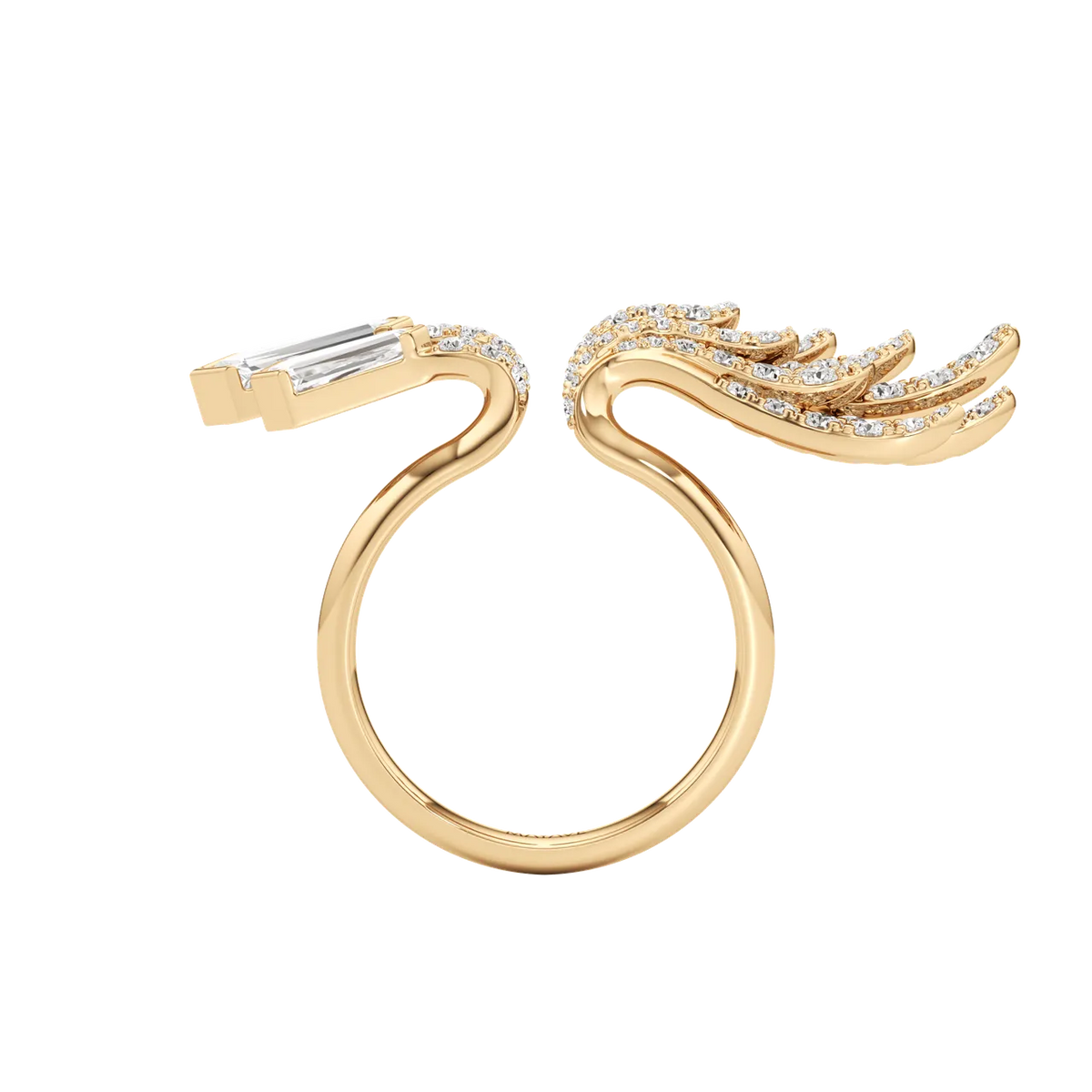 Tie Cut Lab-Grown Diamond & Moissanite Open Wrap Ring