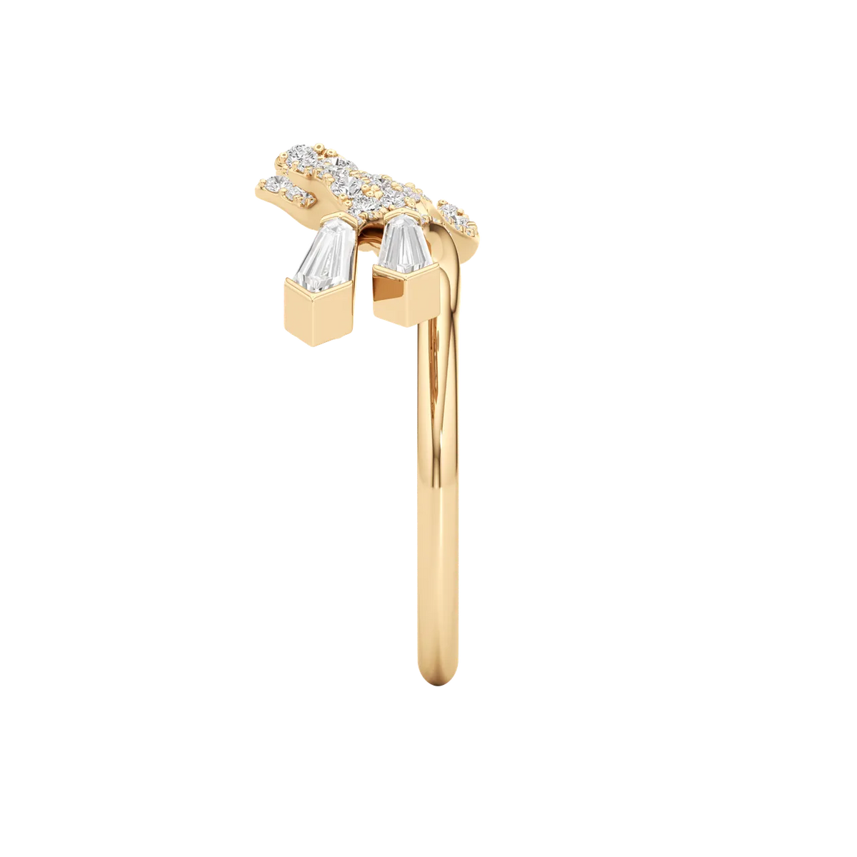 Tie Cut Lab-Grown Diamond & Moissanite Open Wrap Ring