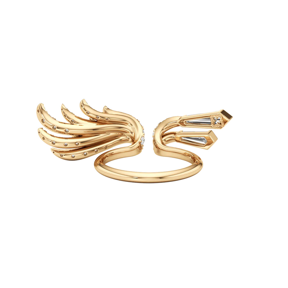 Tie Cut Lab-Grown Diamond & Moissanite Open Wrap Ring