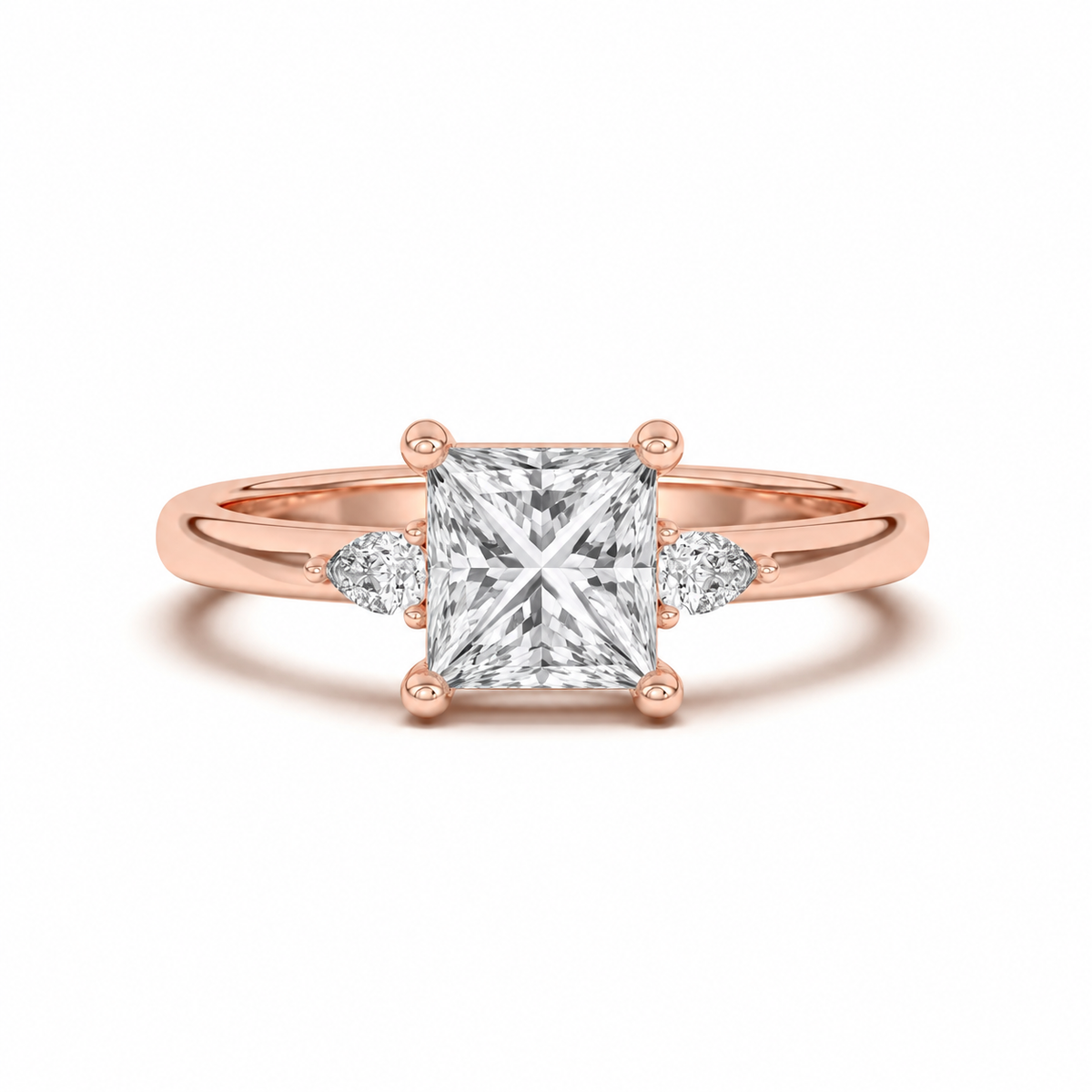 princess lab grown diamond engagement ring in silver, three-quarter view