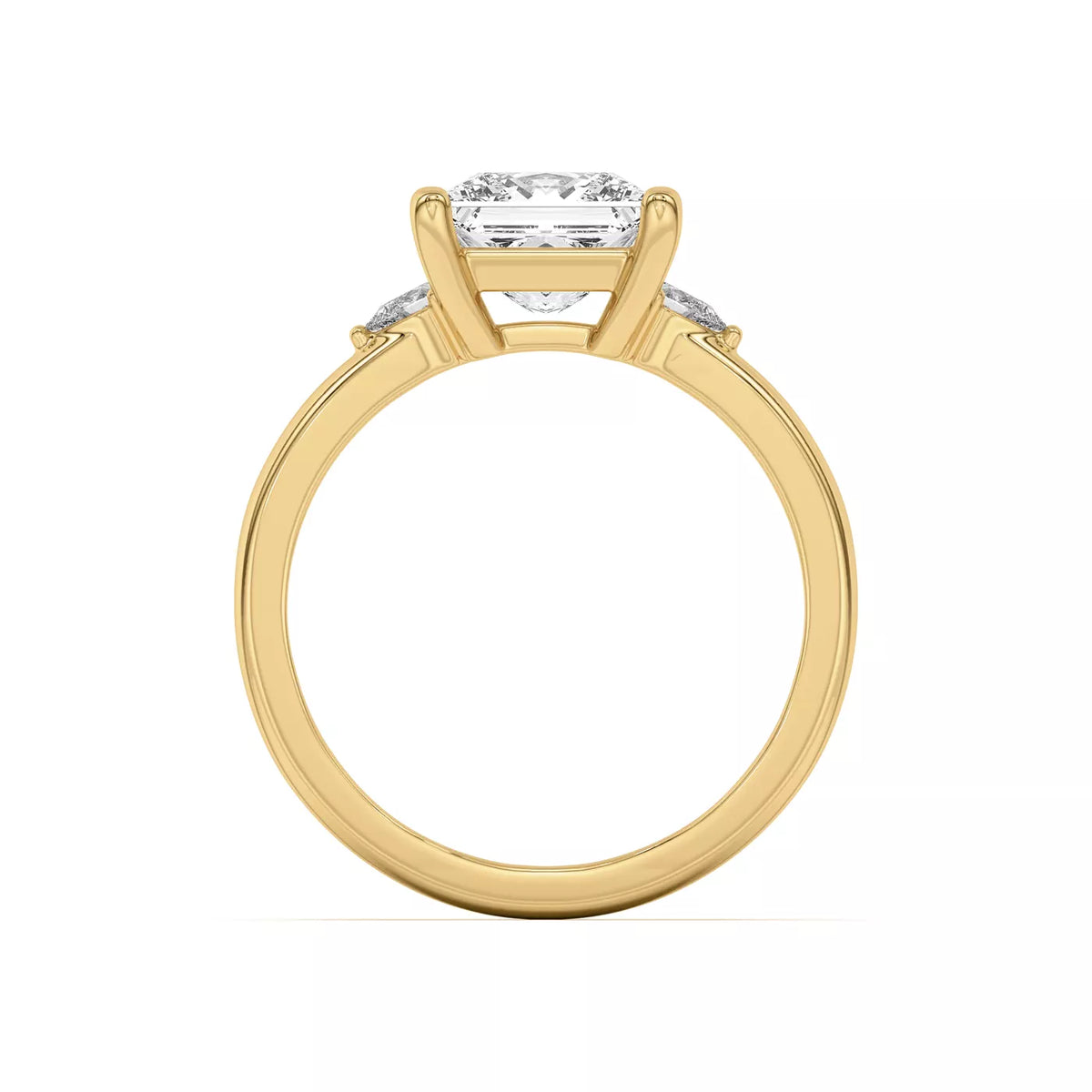 Princess Cut And Pear Cut Three-Stone Lab-Grown Diamond & Moissanite Accent Engagement Ring