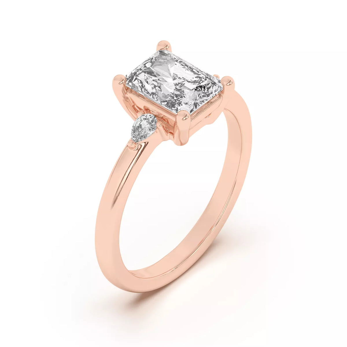 pear lab grown diamond engagement ring in 14k, top view