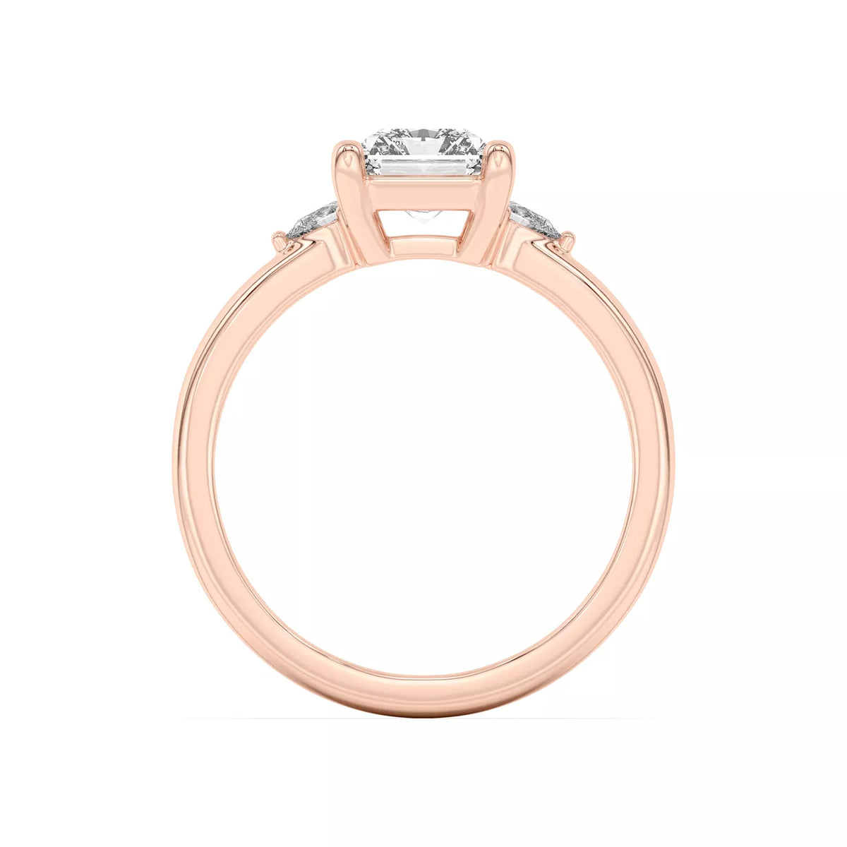 princess lab grown diamond engagement ring in 18k, side profile