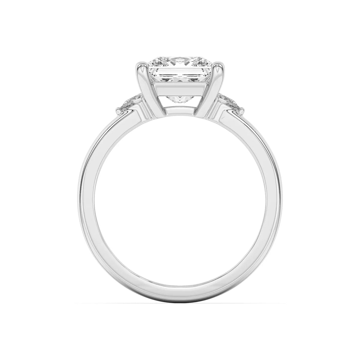 Princess Cut And Pear Cut Three-Stone Lab-Grown Diamond & Moissanite Accent Engagement Ring