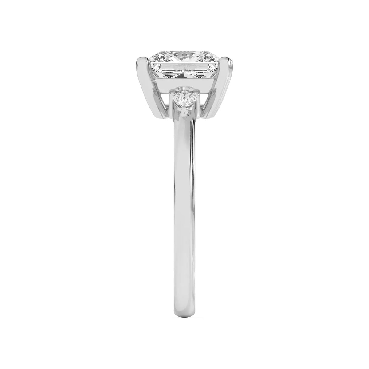Princess Cut And Pear Cut Three-Stone Lab-Grown Diamond & Moissanite Accent Engagement Ring