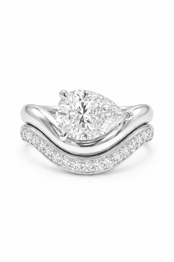 pear lab grown diamond engagement ring in your chosen metal, side profile