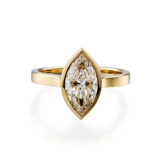 2.0 ct Marquise Cut Lab Grown Diamond & Moissanite Ring