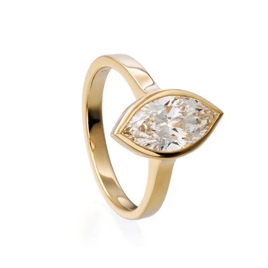 2.0 ct Marquise Cut Lab Grown Diamond & Moissanite Ring
