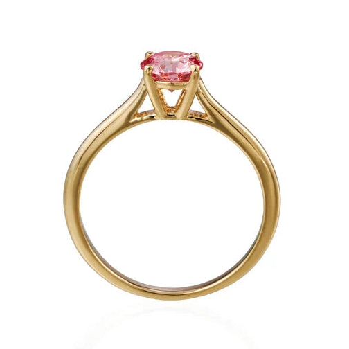 round lab grown diamond solitaire ring in silver, side profile