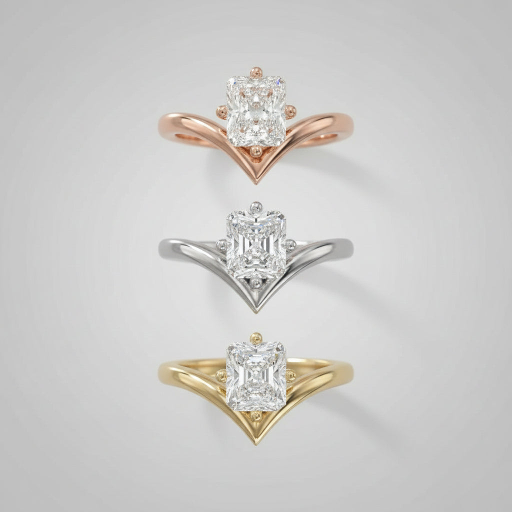 Radiant Cut Solitaire Engagement Ring – Lab Grown Diamond & Moissanite
