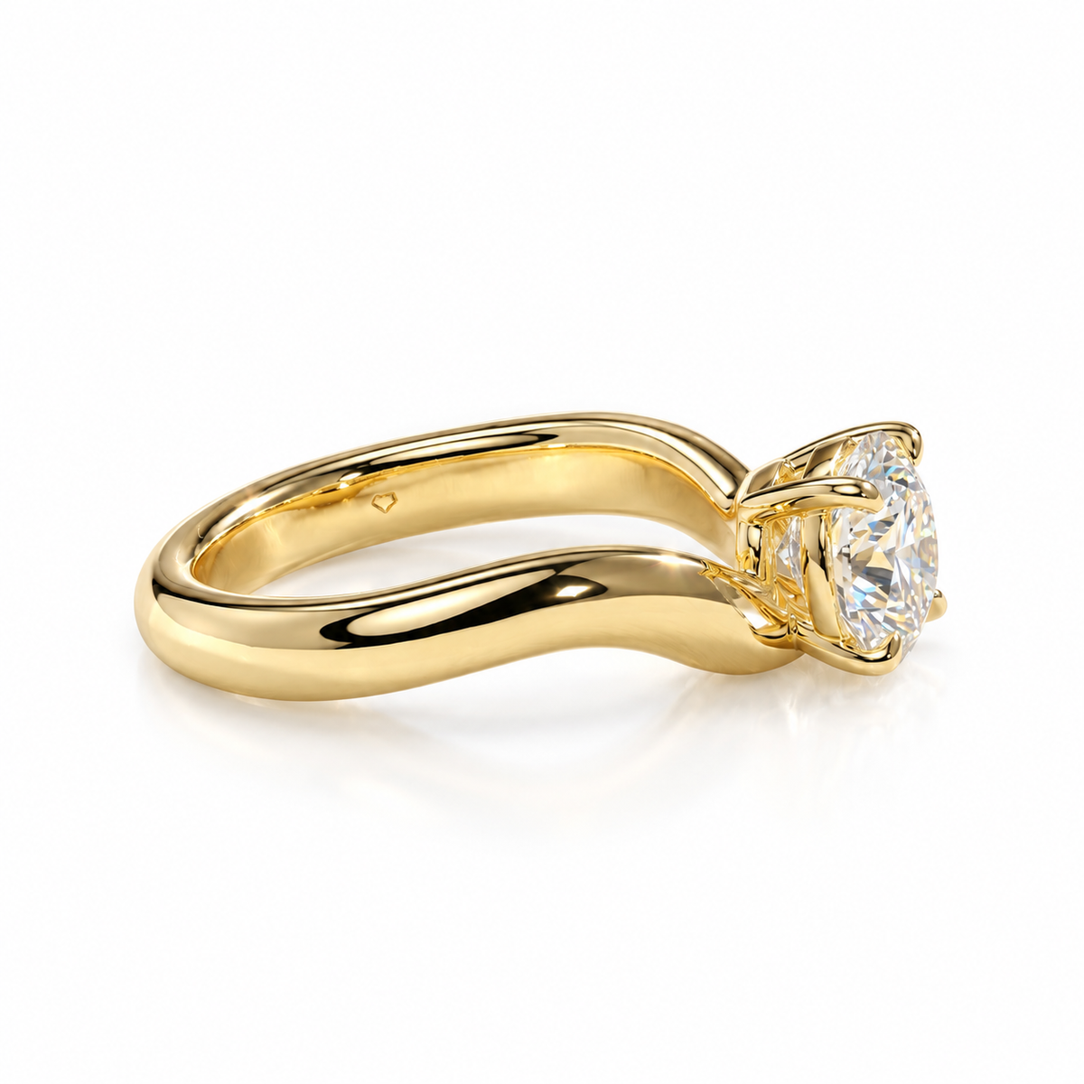 2 Carat Pear East-West Engagement Ring Curved Wave Band Sculptural Solitaire Diamond Ring