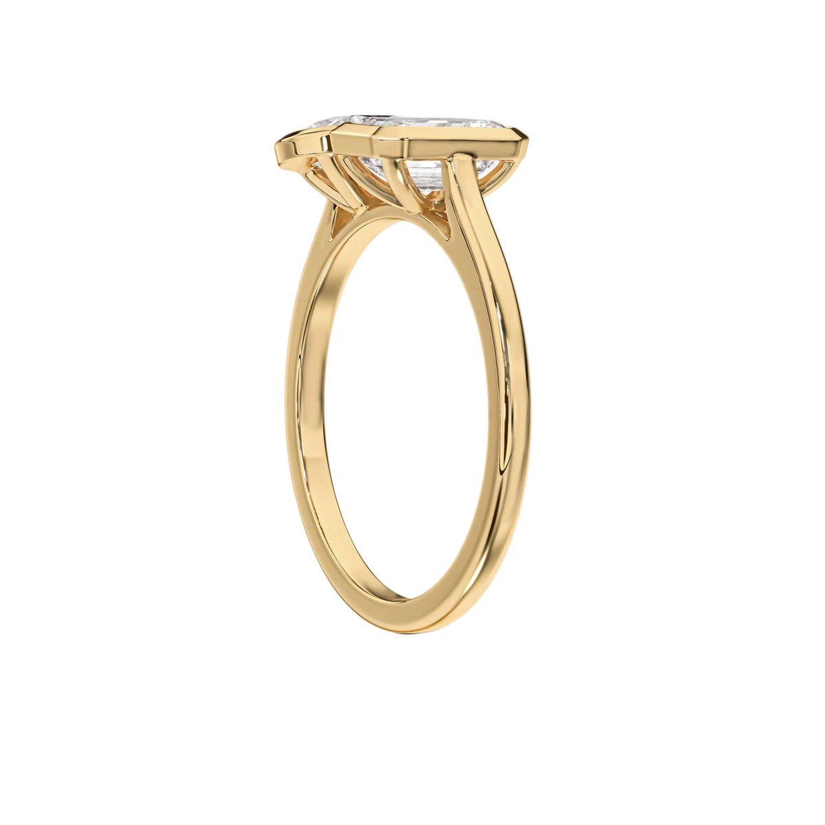 Pear And Emerald Bezel Set Toi et Moi Engagement Ring